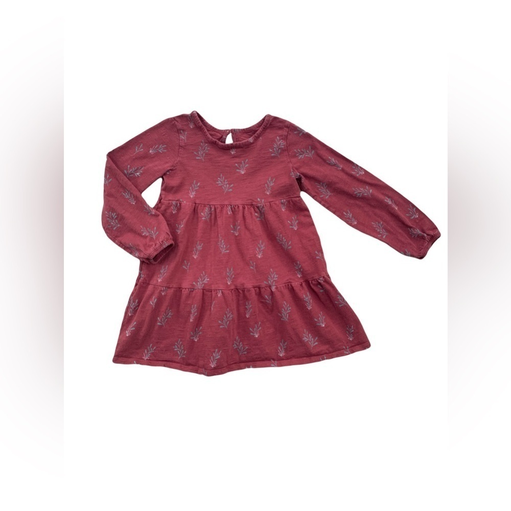 Little Co. Size 5T Rust Red Floral Tiered Dress